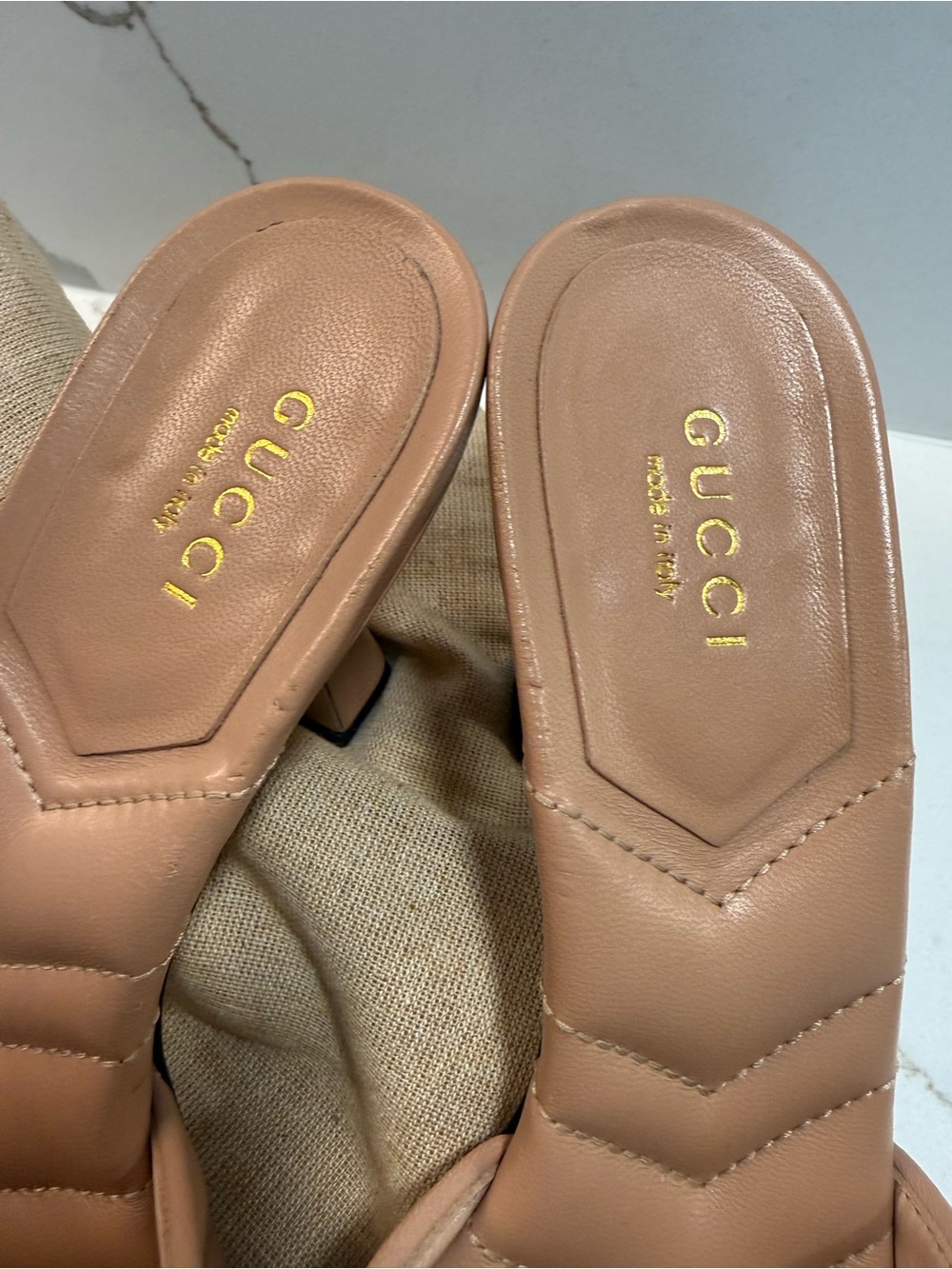 Gucci Nappa Matelassé GG Marmont Slides – Size 6 - Picture 4 of 9